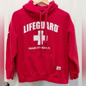 Red Lifeguard Graphic Hoodie - Panama City Beach #0653